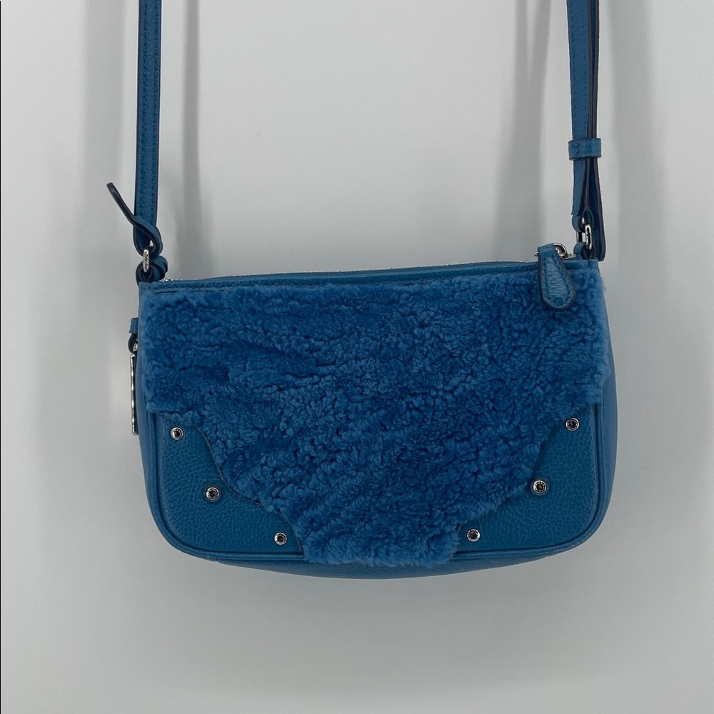 Coach Rhyder Shearling Pouchette in Blue G1593 D2 - Picture 3 of 10